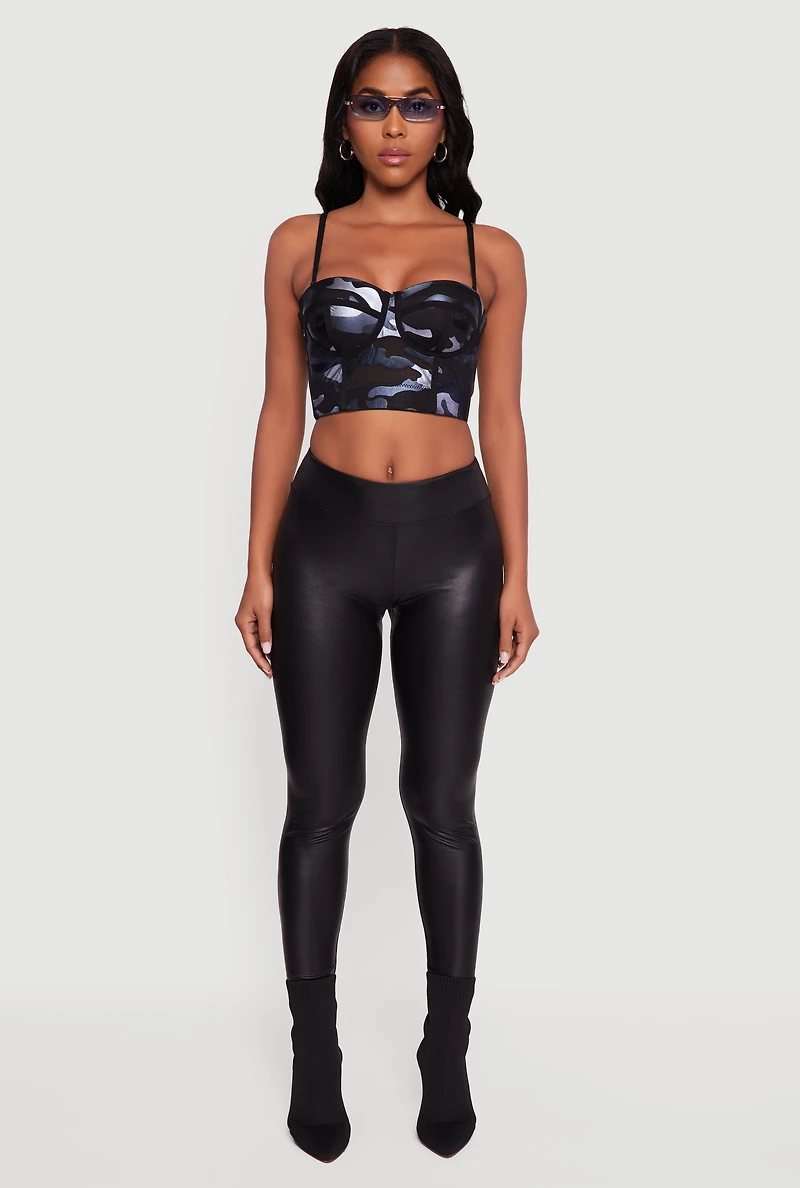 Womens Foil Screen Camo Convertible Bustier Top, Multi, Size S