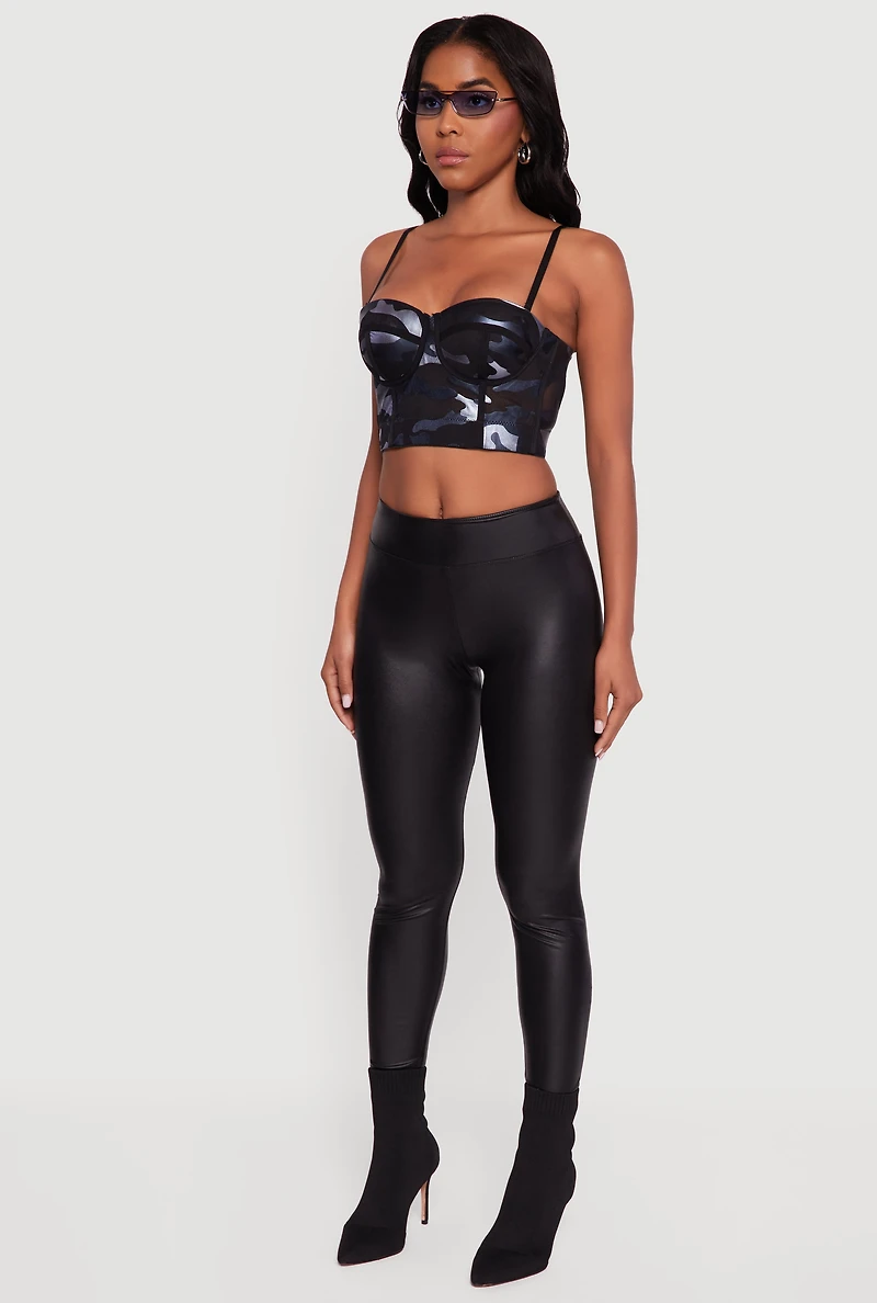 Womens Foil Screen Camo Convertible Bustier Top, Multi, Size S