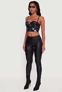 Womens Foil Screen Camo Convertible Bustier Top, Multi, Size S