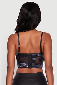Womens Foil Screen Camo Convertible Bustier Top, Multi, Size S