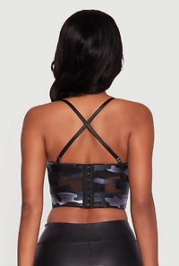Womens Foil Screen Camo Convertible Bustier Top, Multi, Size S