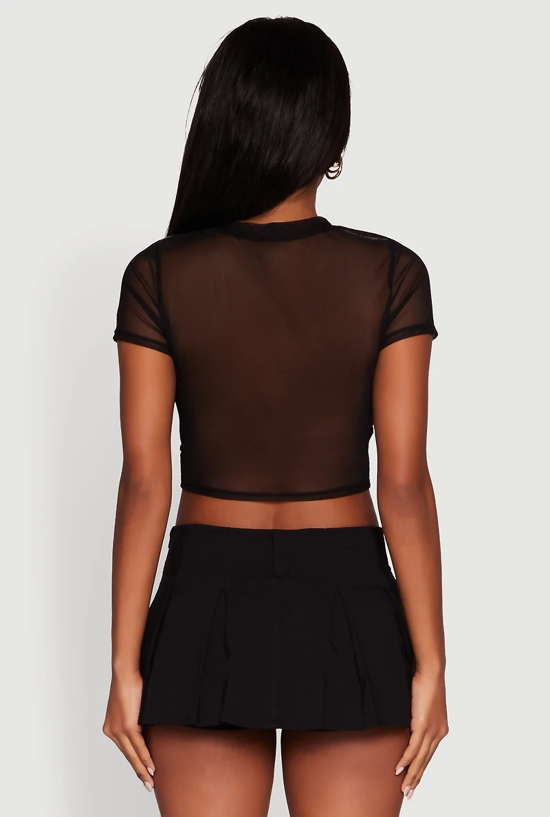 Mesh Hands Graphic Cropped Tee