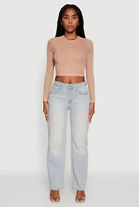 Womens Mesh Long Sleeve Crop Top, M