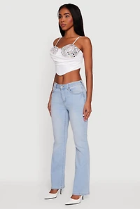 Asymmetrical Rhinestone Cropped Bustier