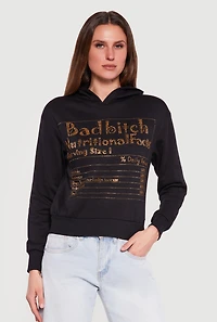 Bad Bitch Nutritional Facts Rhinestone Studded Hoodie