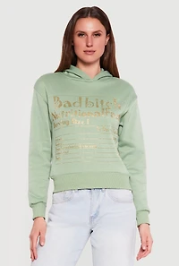 Bad Bitch Nutritional Facts Rhinestone Studded Hoodie