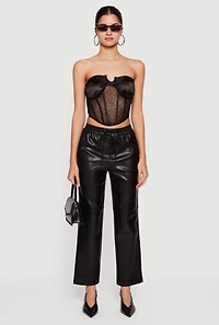 Sheer Mesh Cropped Corset with Satin Cups