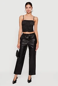 Glitter Ruched Front Cropped Cami Top