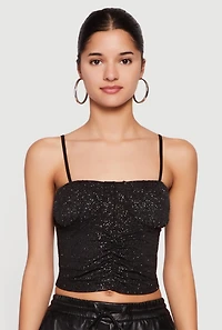 Glitter Ruched Front Cropped Cami Top