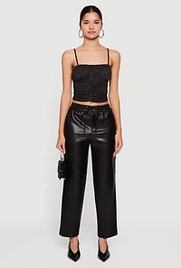 Glitter Ruched Front Cropped Cami Top