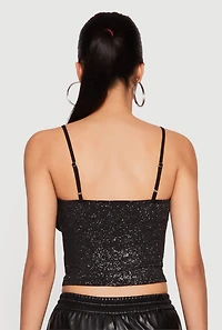 Glitter Ruched Front Cropped Cami Top