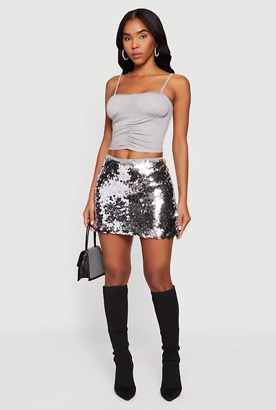 Glitter Ruched Front Cropped Cami Top