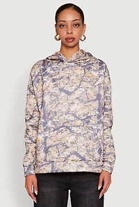 Womens Fleece Forest Camo Pullover Hoodie, Multi, Size M