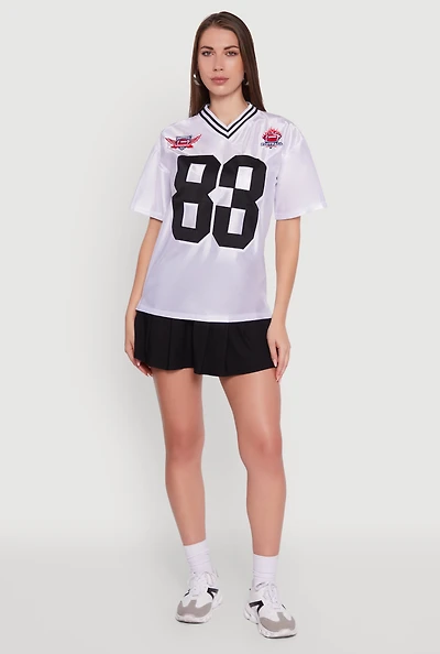 Womens Fabulous 83 Graphic Football Jersey, White,