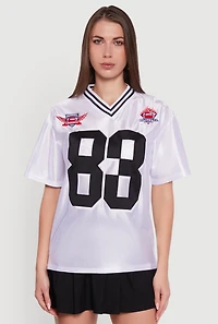 Womens Fabulous 83 Graphic Football Jersey, White,