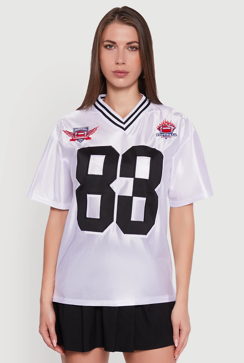 Womens Fabulous 83 Graphic Football Jersey, White, Size L