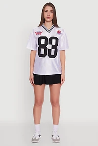 Womens Fabulous 83 Graphic Football Jersey, White, Size M
