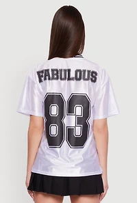 Womens Fabulous 83 Graphic Football Jersey, White, Size M