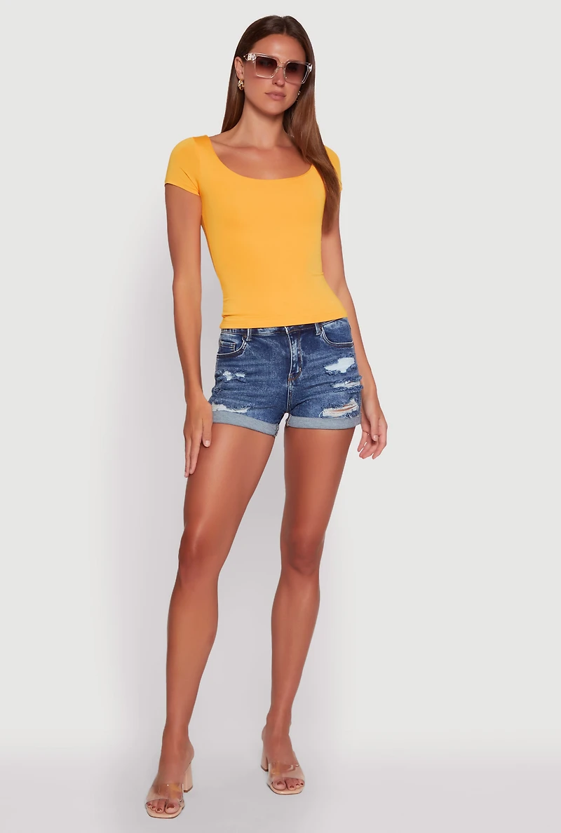 Womens Daisy Classic Fit Scoop Neck Short Sleeve T-Shirt, Orange, Size XL