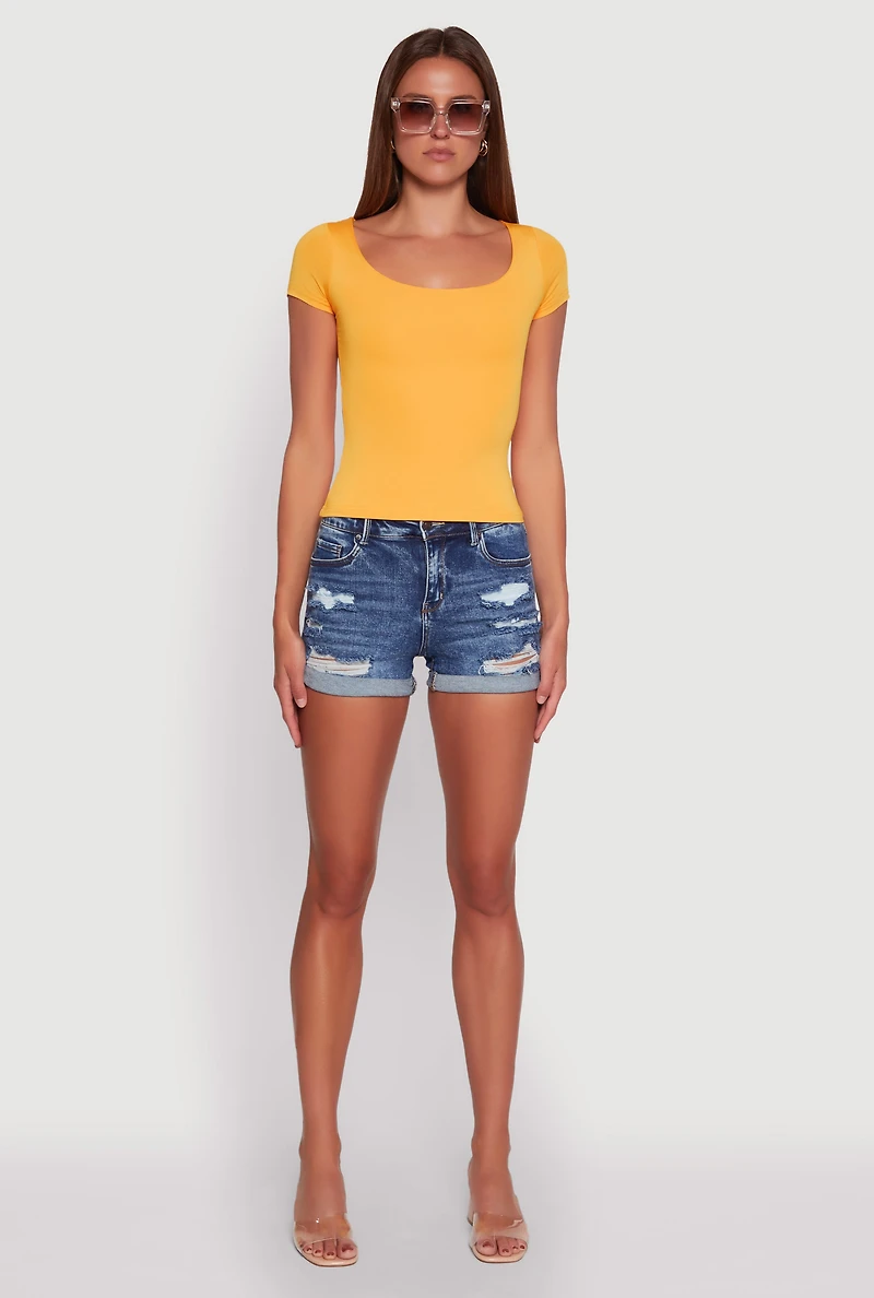 Womens Daisy Classic Fit Scoop Neck Short Sleeve T-Shirt, Orange, Size XL