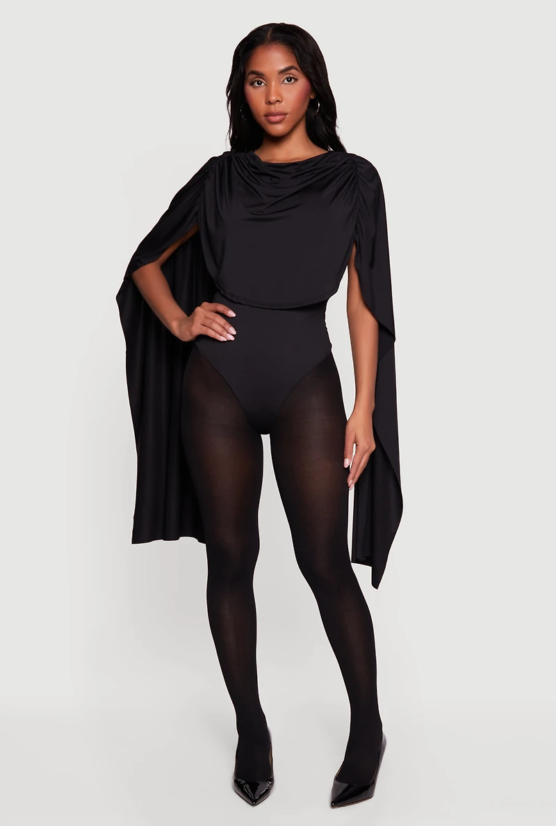 Ruched Draped Cape Bodysuit
