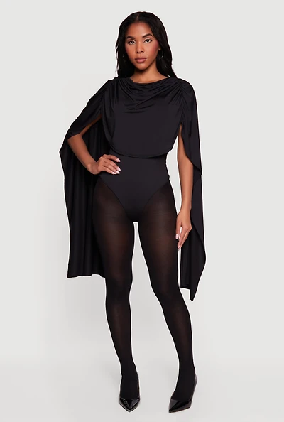 Ruched Draped Cape Bodysuit