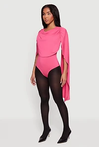 Ruched Draped Cape Bodysuit