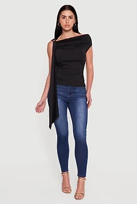 Metallic Detail Side Ruched Blouse