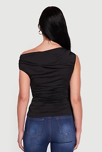 Metallic Detail Side Ruched Blouse