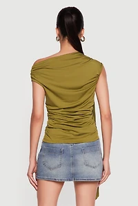 Metallic Detail Side Ruched Blouse