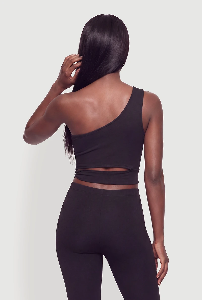 One Shoulder Side Tie Crop Top
