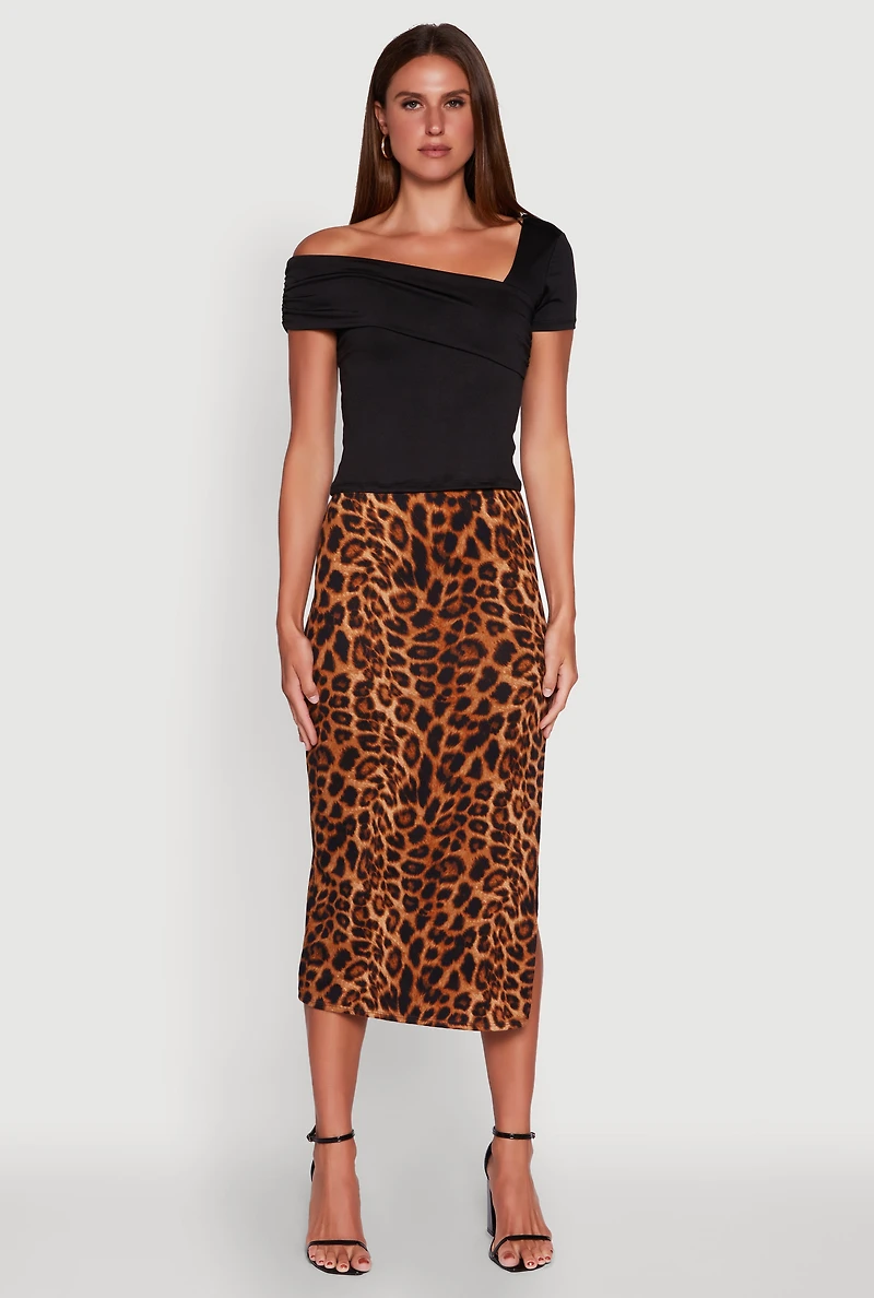 Womens Iris Fold Over One Shoulder Top,