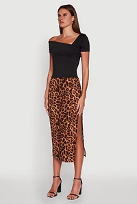 Womens Iris Fold Over One Shoulder Top, Black, Size S