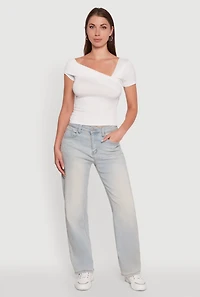 Iris Fold Over One Shoulder Top