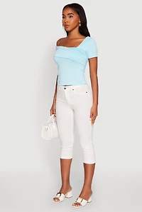 Womens Iris Fold Over One Shoulder Top,