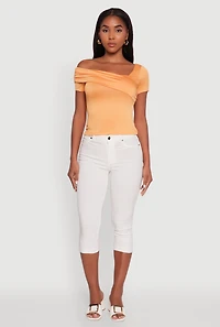 Womens Iris Fold Over One Shoulder Top, Orange, Size S