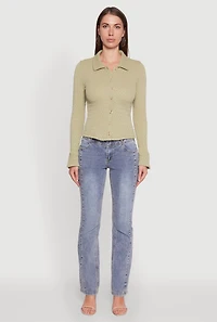 Womens Iris Classic Fit Textured Knit Button Front Shirt,