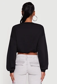 Long Sleeve Cropped Bubble Hem Sweatshirt