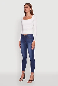 Iris Square Neck Ruched Side Long Sleeve Top