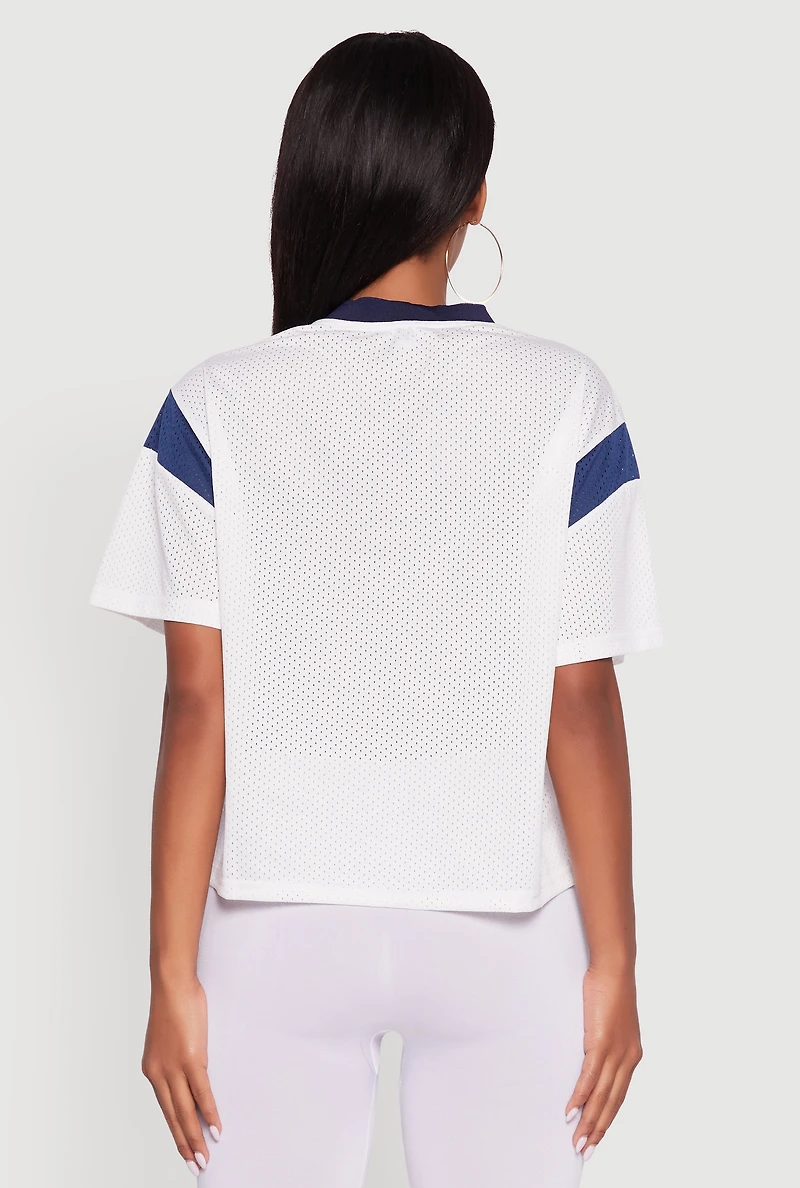 Womens Contrast Trim Brooklyn New York 95 Graphic Jersey, White, Size S