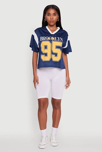 Womens Contrast Trim Brooklyn New York 95 Graphic Jersey,