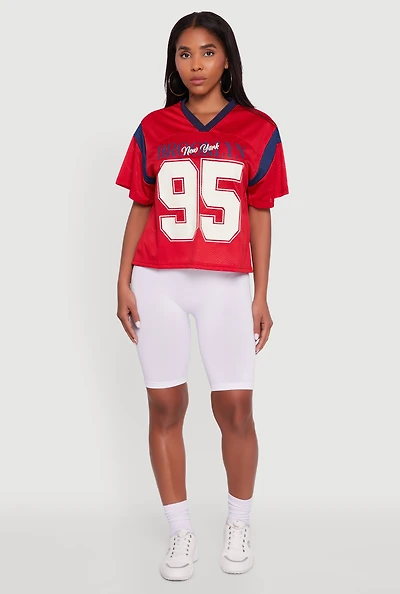 Womens Contrast Trim Brooklyn New York 95 Graphic Jersey,