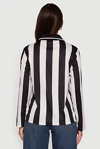 Womens Jersey Mesh Striped Destination Graphic Polo Shirt, S