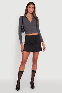 Womens Long Sleeve Half Zip Cropped Polo Shirt,