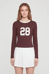 28 Graphic Long Sleeve Crew Neck Top