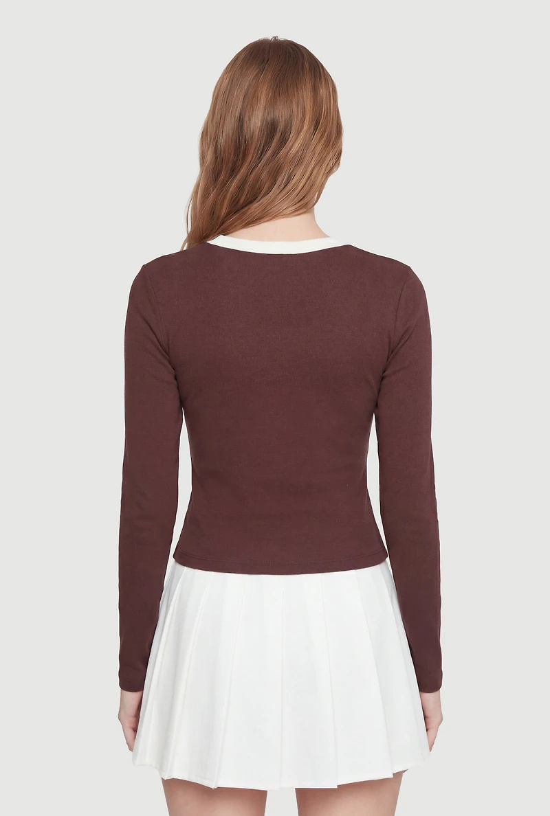 28 Graphic Long Sleeve Crew Neck Top