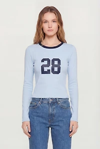 28 Graphic Long Sleeve Crew Neck Top