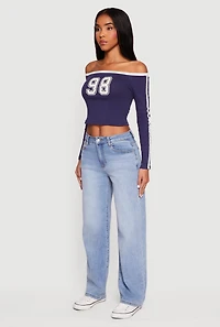 98 Graphic Off the Shoulder Crop Top
