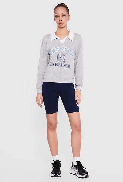 Rue Paris France Graphic Polo Sweatshirt