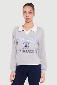 Rue Paris France Graphic Polo Sweatshirt